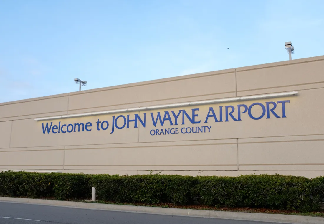 Welcome sign at John Wayne Airport