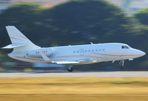Private jet on final approach