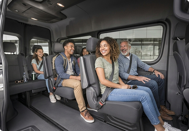 Family riding comfortably inside a Shuttle2Anywhere van