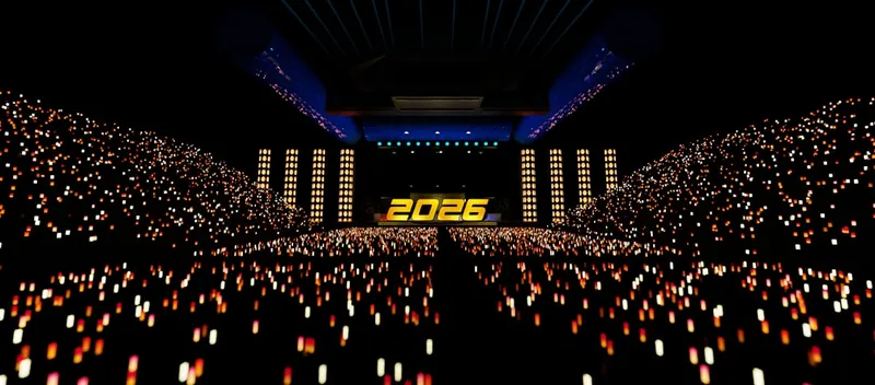 A concert crowd holding lights