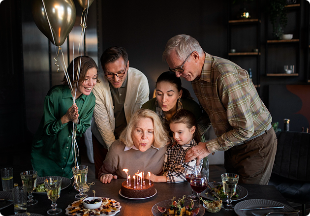 Family celebrating around the table